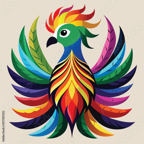 create an art work showing a bird with a magnificent