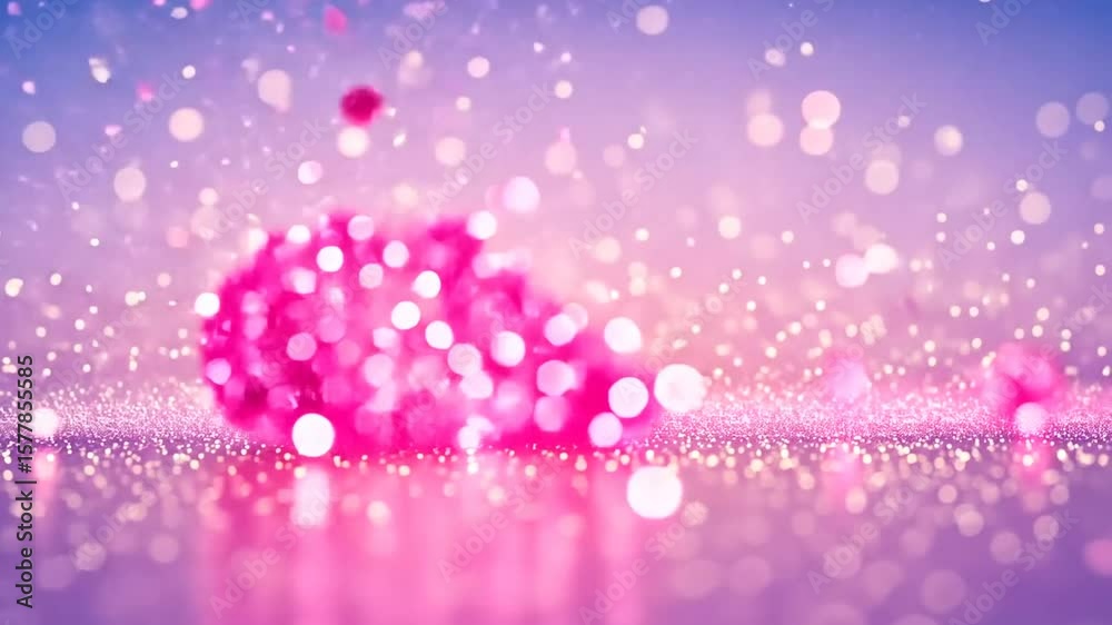 Sparkling Pink Heart Glitter: Romantic Bokeh Background Animation