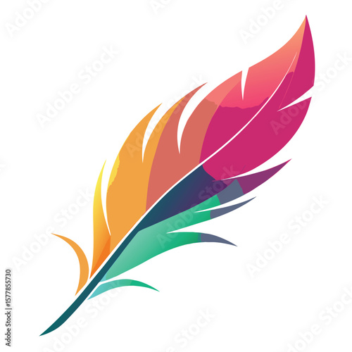 imagine a vibrant feather with radiant hues