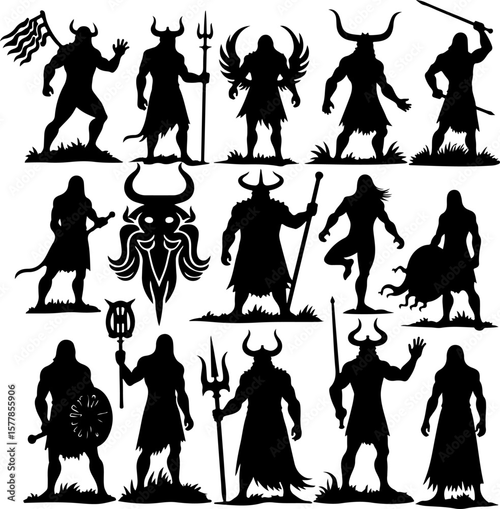 Fototapeta premium warrior, tribal Fantasy God and Deity tattoo design vector graphics