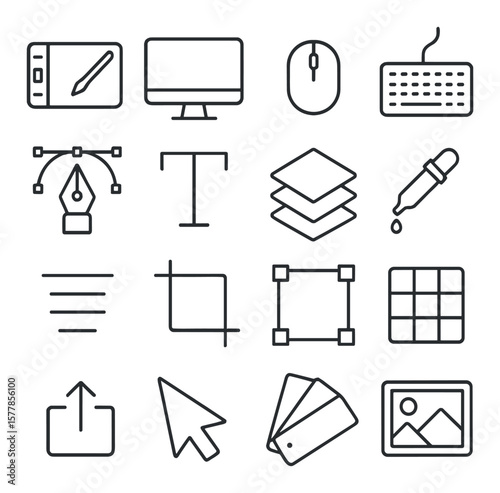 Graphic design icon collection, creative design elements. artistic and digital tool set