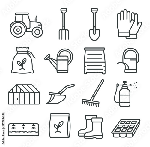 Sustainable farming icon collection, eco-friendly agriculture symbols. green farming set