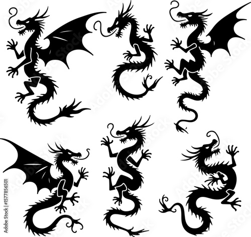 Dark Fantasy Tattoo Art Collection – Skulls, Dragons, Hearts & Mythical Creatures vector

