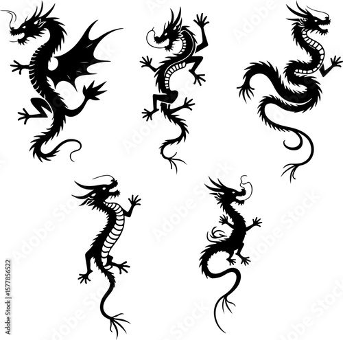 Dark Fantasy Tattoo Art Collection – Skulls, Dragons, Hearts & Mythical Creatures vector

