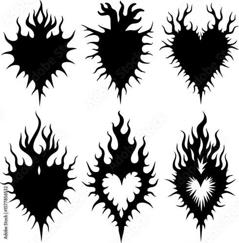 Dark Fantasy Tattoo Art Collection – Skulls, Dragons, Hearts & Mythical Creatures vector

