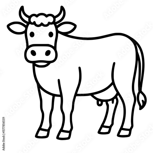 Black Outline Cartoon Cow Illustration