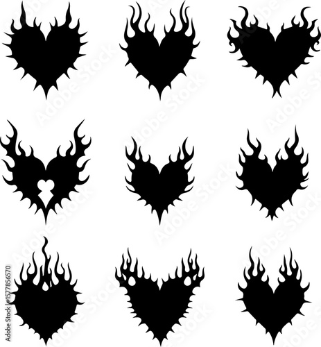 Dark Fantasy Tattoo Art Collection – Skulls, Dragons, Hearts & Mythical Creatures vector

