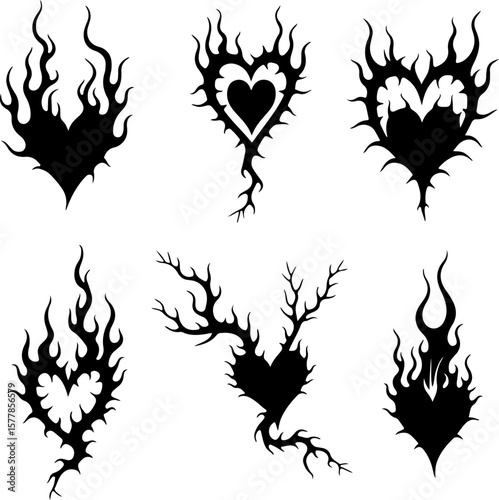 Dark Fantasy Tattoo Art Collection – Skulls, Dragons, Hearts & Mythical Creatures vector

