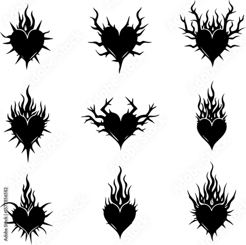 Dark Fantasy Tattoo Art Collection – Skulls, Dragons, Hearts & Mythical Creatures vector

