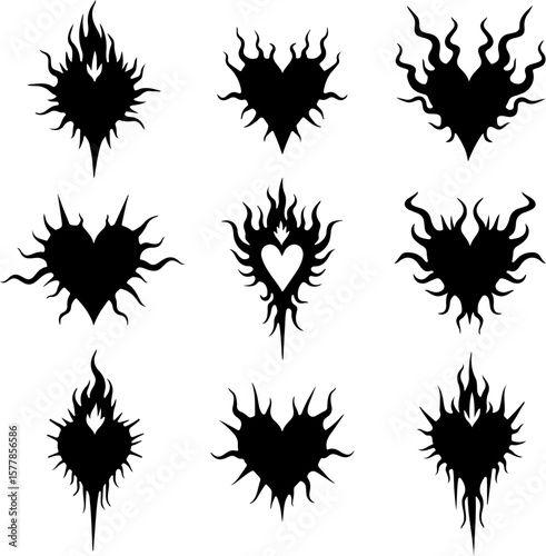 Dark Fantasy Tattoo Art Collection – Skulls, Dragons, Hearts & Mythical Creatures vector

