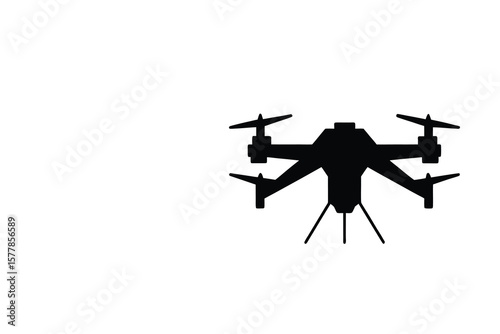 Drone Silhouette on White Background Aerial Technology and Innovation silhouette