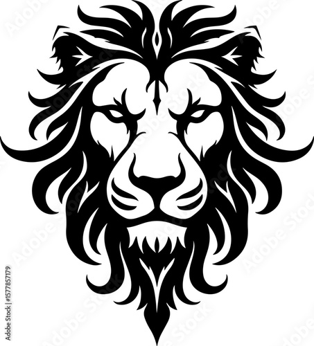 Wallpaper Mural Majestic Lion Head Tribal Tattoo | Vector Silhouette Design" Torontodigital.ca