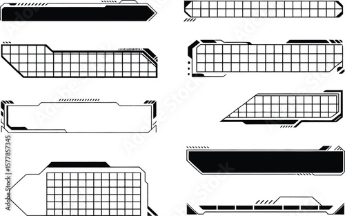 Collection of futuristic digital interface elements and futuristic hud elements