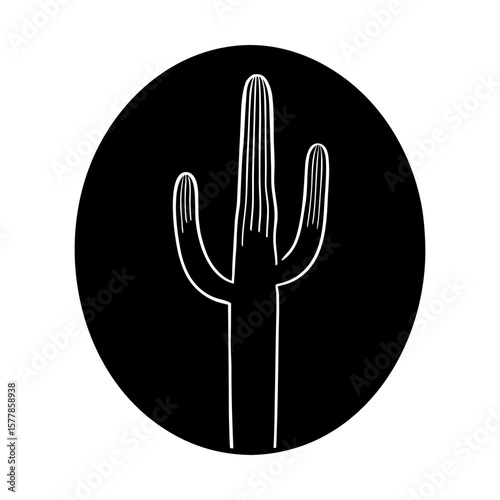Saguaro cactus desert plant southwest flora botanical nature art silhouette