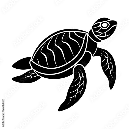 Sea turtle aquatic reptile ocean life marine creature graphic silhouette