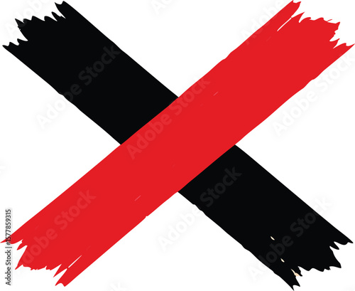 A red symbol illustration on a black background displays a prominent no smoking sign, featuring a conceptual design for prohibition banners and flags