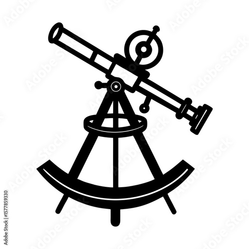 Sextant astronomy navigation tool instrument vector graphic art silhouette