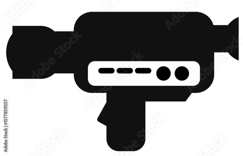 Silueta de filmadora super 8. Vector con estilo minimalista. Ilustración retro para sitio web, app y folleto. 