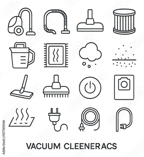 Vacuum cleaner collection, home cleaning tools set. housekeeping and maintenance icons
