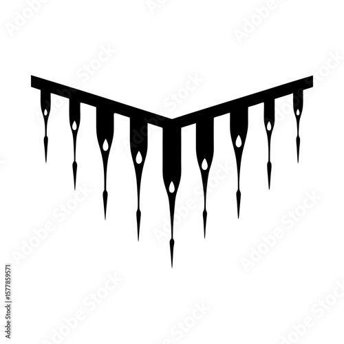 Hanging icicles winter season ice cold frost vector graphic silhouette