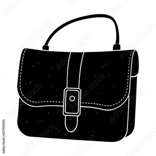 Fashionable handbag purse accessory stylish elegant vector art silhouette