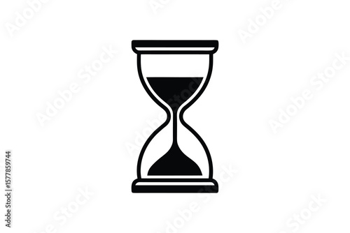 Hourglass Time Sand Timer Black and White Silhouette
