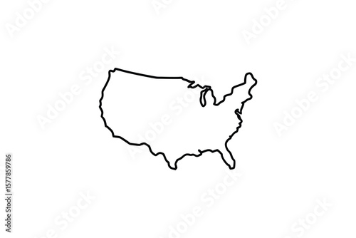 United States of America Outline Map Black and White Silhouette