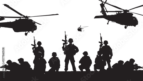 Soldiers helicopters military operation combat