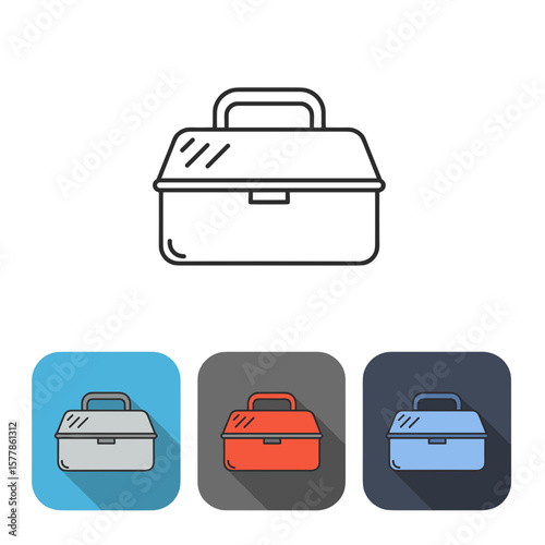 Toolbox icons in flat design with colorful variations  
