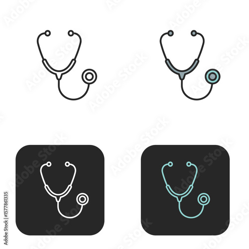 Stethoscope graphic illustration in various styles and colors  