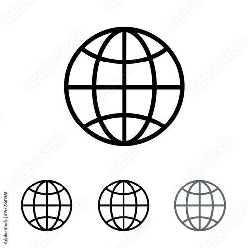 Simple globe icon design in black and gray variations  
