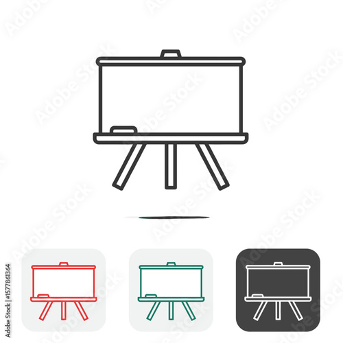 Outline of easel board in various color styles on white background  