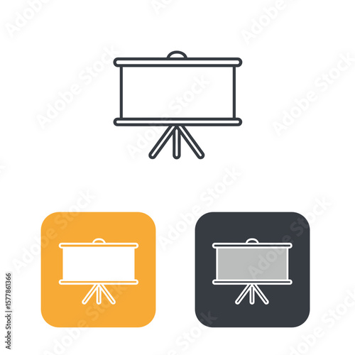 Projector screen icon in minimal style with vibrant backgrounds  