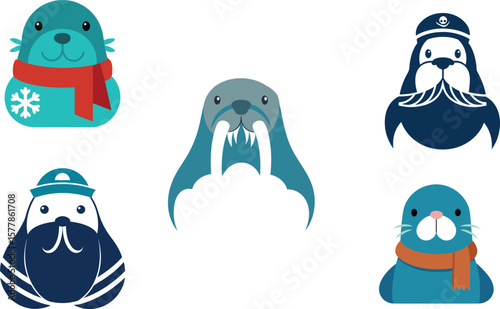 Walrus Head Color Vector Illustration