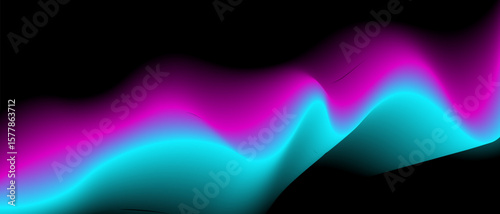 Abstract purple background with light blue and magenta gradient and waves isolated on a black background. Vector illustration of background.