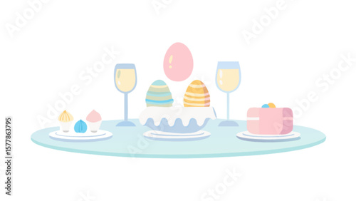 Celebrate easter with decorated eggs cupcakes cake and wine perfect for easter brunch or easter dinner party