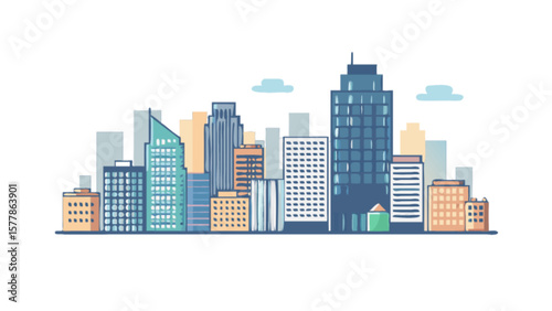 Cityscape illustration vector design with buildings and skyscrapers for urban landscape background