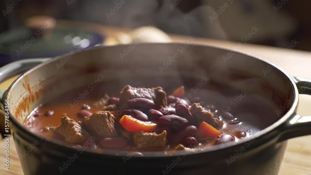 Hearty stew simmering in a pot