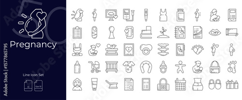 Pregnancy Line Editable Icons set. Vector illustration in modern thin line style of Pregnancy icons: pregnancy, birth, youth, etc