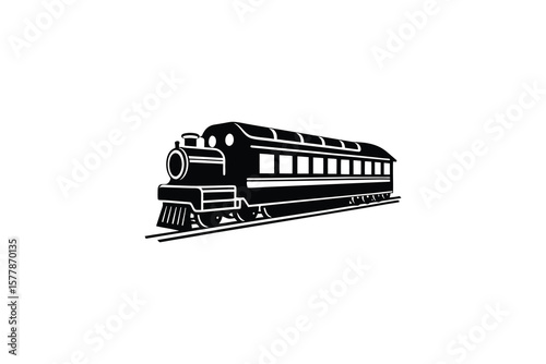 black train on tracks, side view clip art preview