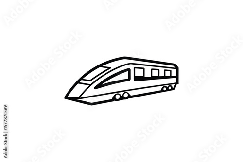 Modern High Speed Train Illustration Public Transportation Railway Travel Isolated Vector silhouette