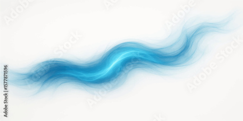 Soft blue abstract smoke waves with elegant curves and flowing motion on white background