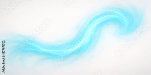 Light cyan wave flow with soft abstract smoke curves on a white modern artistic background