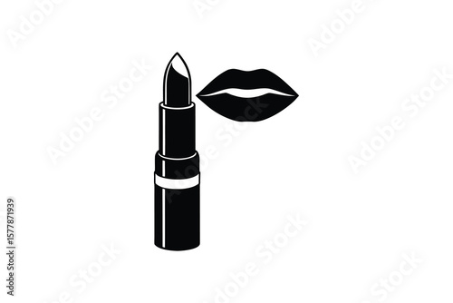 Lipstick and Lips Silhouette Graphic Design Element