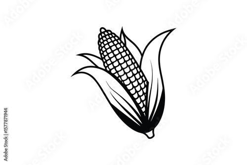 Detailed Corn Cob Silhouette Illustration Graphic
