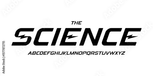 Science technology font, futuristic alphabet for scientific headline, medical digital product logo, display device typography, app UI typographic design. Modern vector typeset.