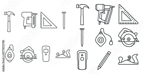 Collection of tools including a hammer, screwdriver, and saw. Concept of craftsmanship and manual labor