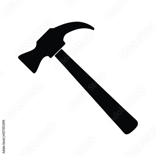 Isolated hammer silhouette vector art illustration on white background