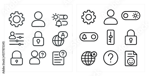 Two sets of icons, one with a lock and the other with a key, are shown side by side