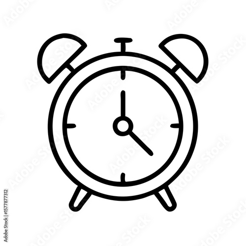 Alarm clock icon in minimal linear style on white background  
